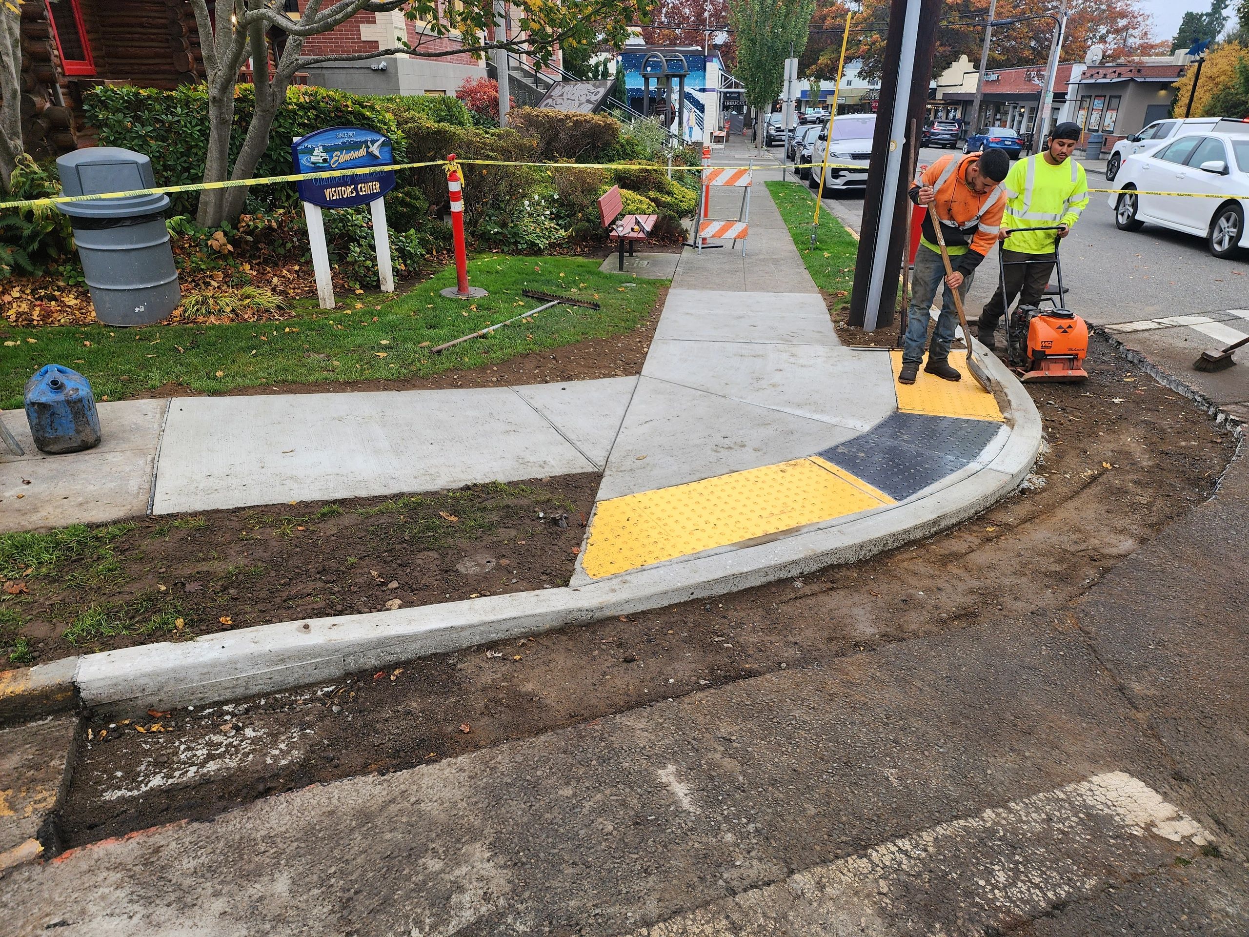 ADA-compliant concrete curb and sidewalk installation in Washington